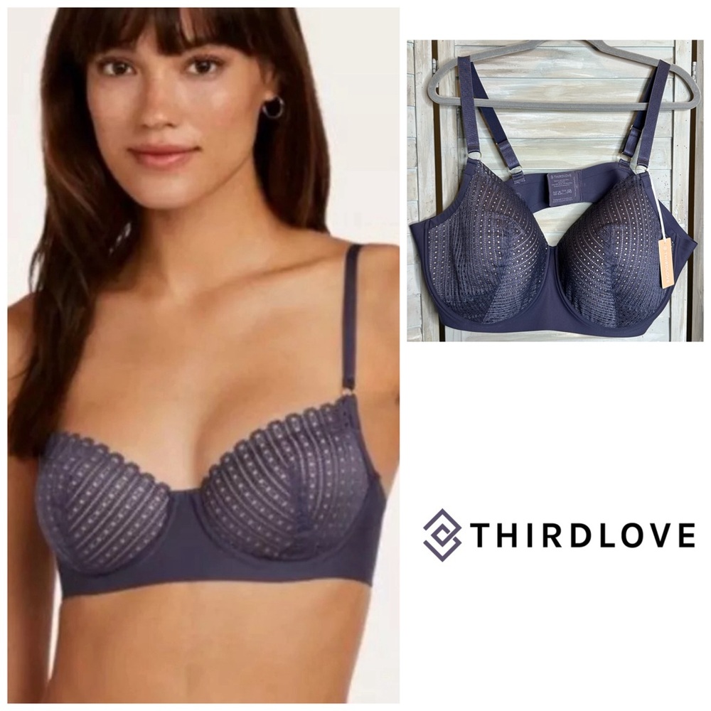 ThirdLove Eyelet Lace Balconette Bra 48C NWT purple NEW WITH TAG